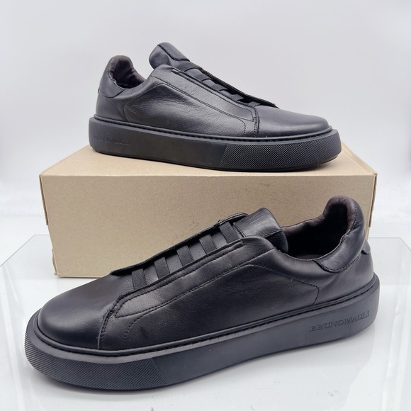 Bruno Magli Lisbon Men\'s Fashion Sneakers Black Leather Slip On EU 44.5 US 11.5 main image 9